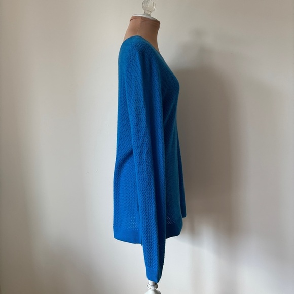 Miss Wu Royal Blue Crew Neck Cashmere Relaxed Fit Open Knit Sweater EUC Size XL - Picture 4 of 7